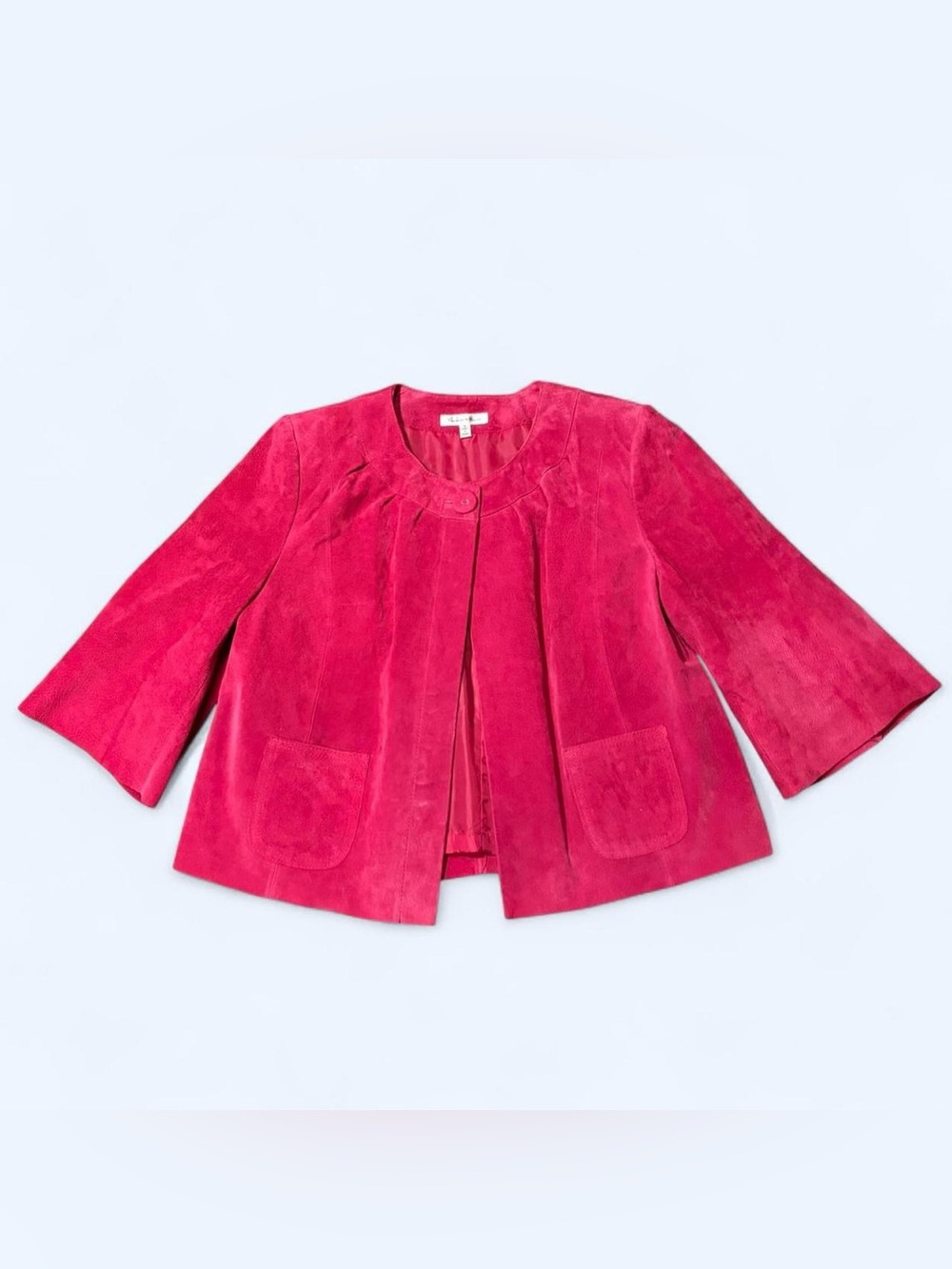 Pink Suede Babydoll Peacoat Cardigan by Yvonne & Marie!